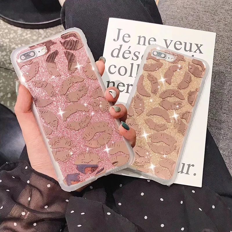 Glitter Bling Lips Kiss Printed Phone Case For iphone XS Max XR X Soft Tpu Back Cover 6 6s 7 8 plus Luxury Cases |