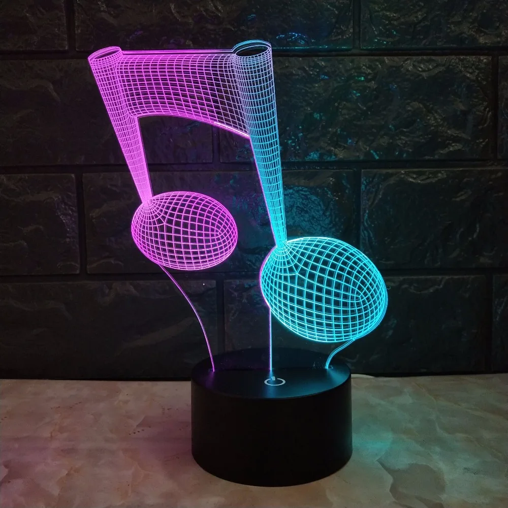 Музыка Примечание 3D лампа USB ночник смешанный цвет RGB выцветание светодиодный сенсорный акриловая подставка тарелка стол декоративное украшение для дома, подарок Лава