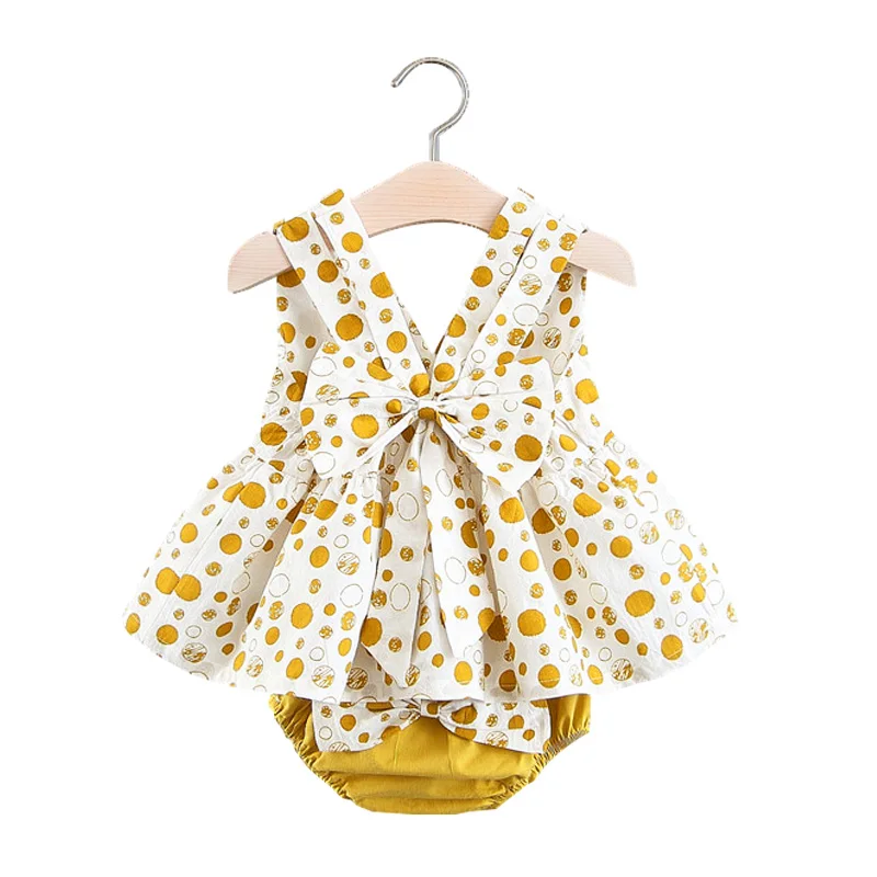 Новая Детская летняя одежда для девочек из хлопка с бантом наряд топы и шорты