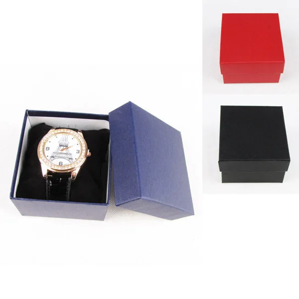 24 шт. линейная бумажная коробка для часов TONVIC с черной бархатной подушкой модная