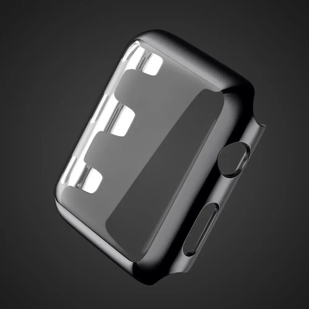 Black Защитная крышка для Apple Watch, чехол с гальваническим покрытием, пластиковый жесткий компьютер 38 мм/42 мм для Apple Watch Series 3 и Series 2 - Цвет ремешка: Black