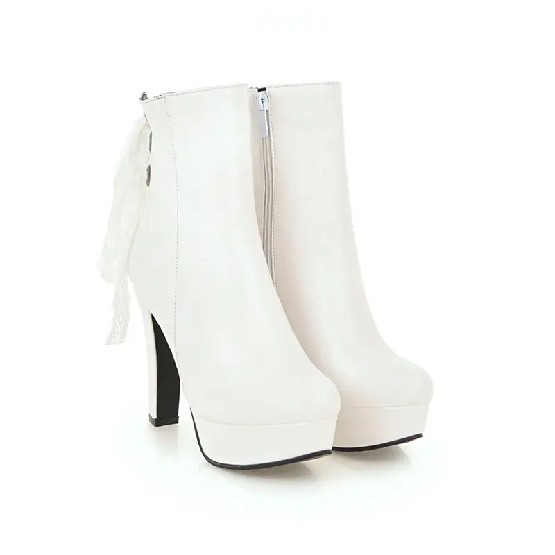 

Smeeroon platform shoes autumn winter boots zip super high heels ankle boots for women round toe women boots big size 33-43