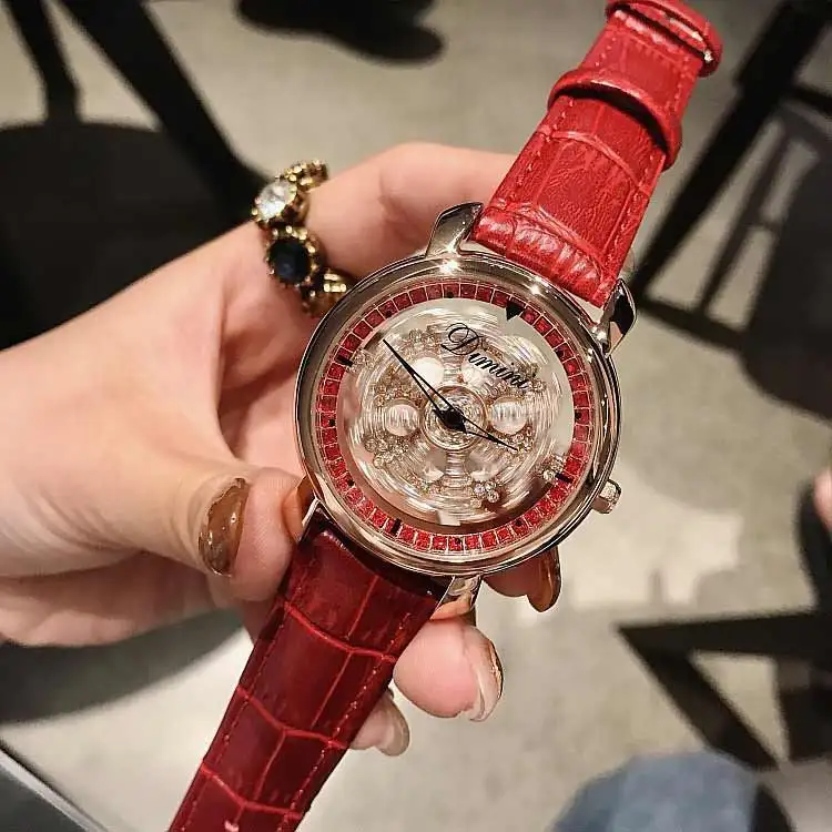 Женские кварцевые часы с вращающимся циферблатом Роскошные Дизайнерские
