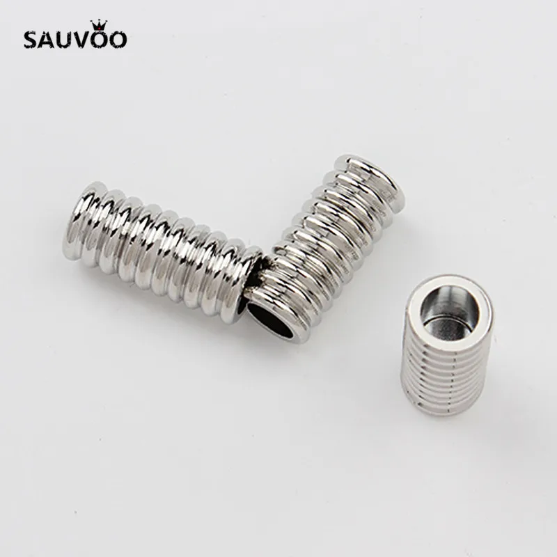 

SAUVOO 10pcs/lot Round Metal Copper Rhodium Color Strong Magnetic Clasps 6mm For DIY Leather Cord Bracelet Jewelry Findings