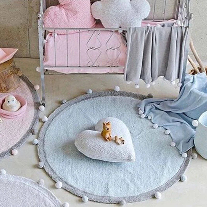 Детские игровые коврики Круглый хлопковый ковер напольный коврик для ползания