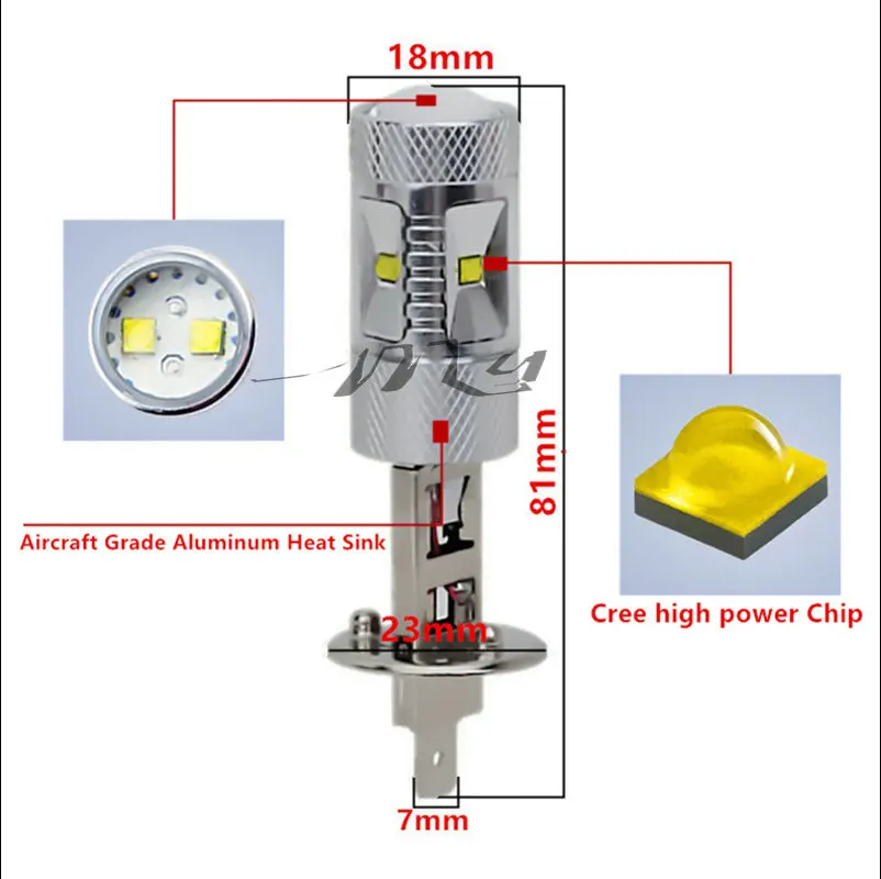 1 пара супер ярких белых чипов cree яркие автомобильные лампы h1 светодиодные 30 Вт