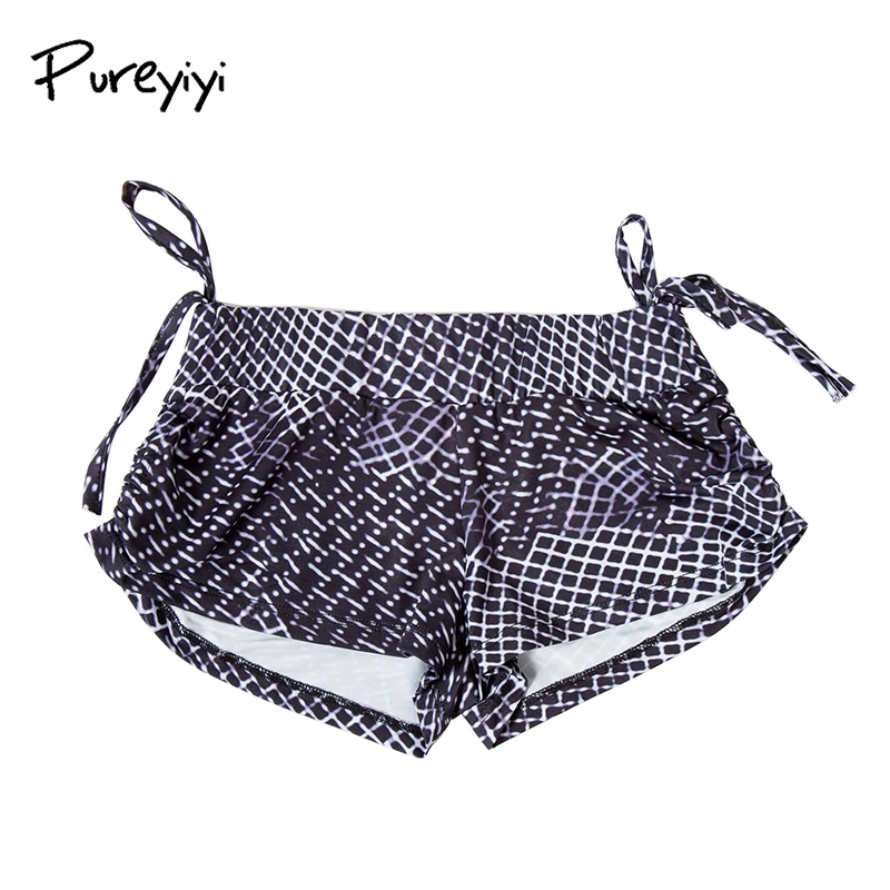 Pureyiyi Sexy Low Waist Yoga Shorts Slim For Women Gym Plaid Stripe Fitness Sport Tight Minipants Sportswear Training Clothing | Спорт и