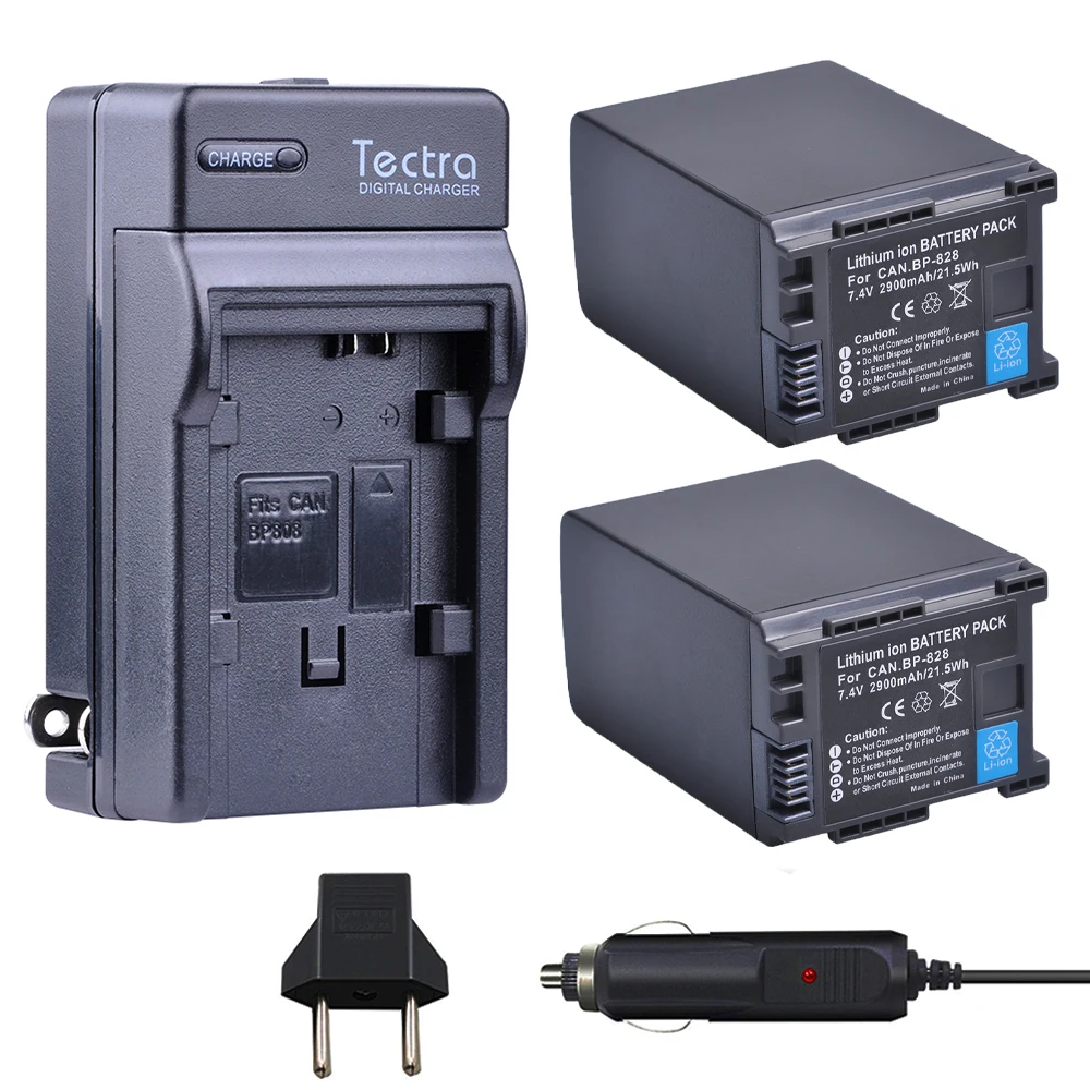 Tectra 2 шт 2900mAh BP 828 BP828 Bateria + Цифровое зарядное устройство для Canon VIXIA HFG10 HFG30 HFM30 HFM300 HFM40