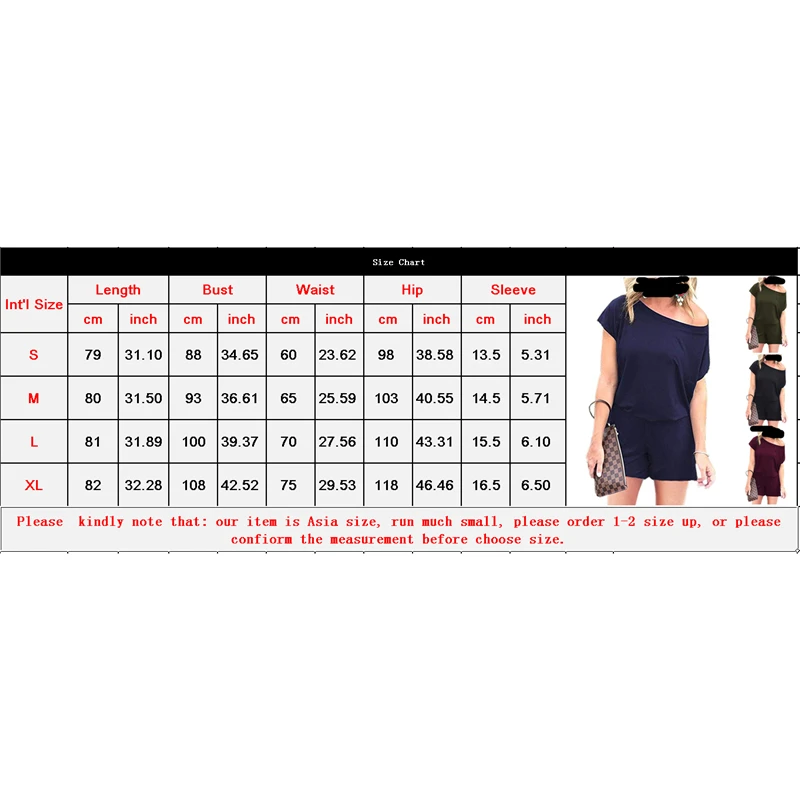 New Women's Single Shoulder Short Sleeve Jumpsuit Casual Pure Color Playsuit Ladies Sport Fitness Romper Beach Party WearSummer |