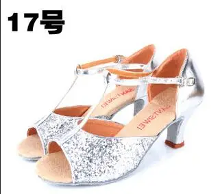 Style 17 Новинка г.; женская обувь из сатина и искусственной кожи для девочек; танцевальный зал для танго и сальсы; обувь для латиноамериканских танцев; Каблук 6 см - Цвет: Style 17