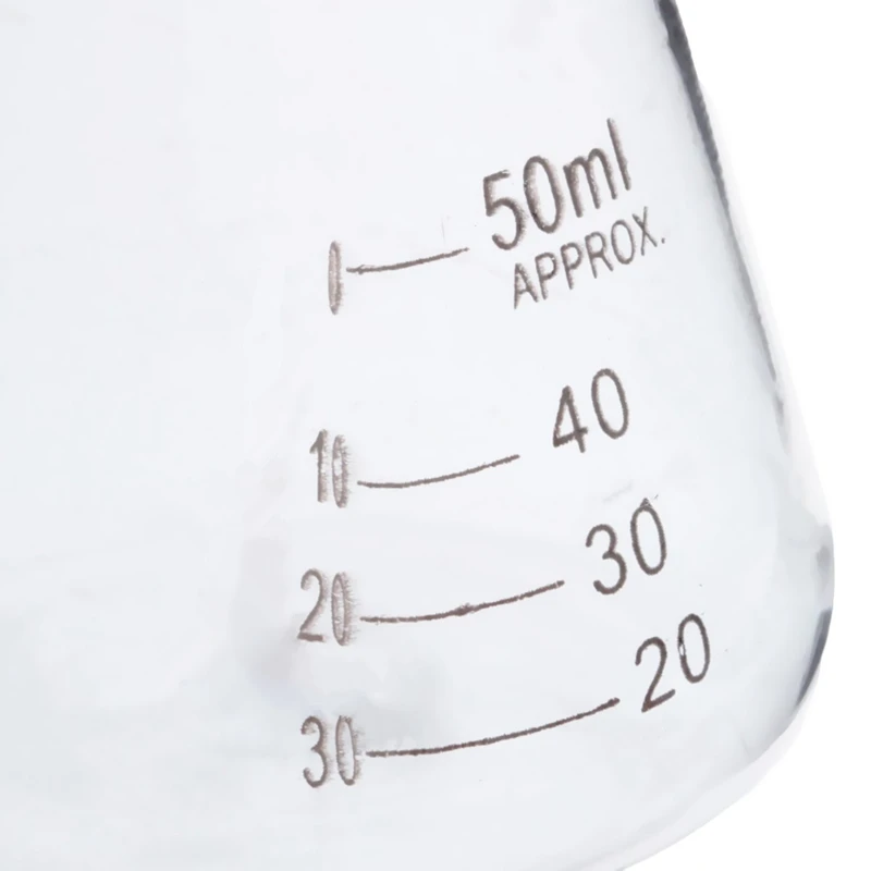 Kicute Excellent 50ml Transparent Scientific Clear Glass Erlenmeyer Flask Lab Teaching Supply Glassware Tool Laboratory Supplies |