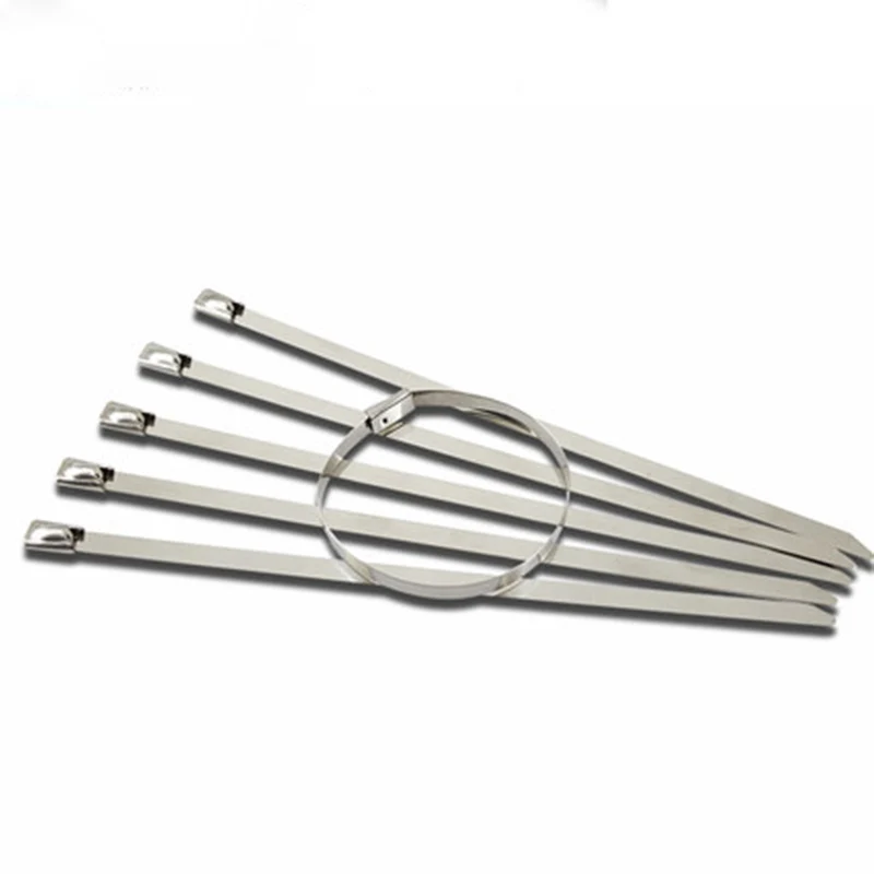 20pcs 4.6mm stainless steel metal cable ties ball lock self-lock tie zip wrap exhaust heat straps induction pipe wire accessory |