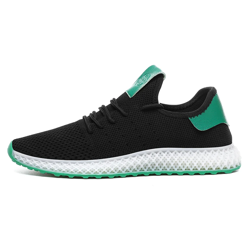 Black Green Hemmyi Breathable Mens Shoes Casual Lace-Up Comfortable Sneakers Shoes Rubber Sole Tenis Masculino Adulto Support Dropshipping - Цвет: Black Green