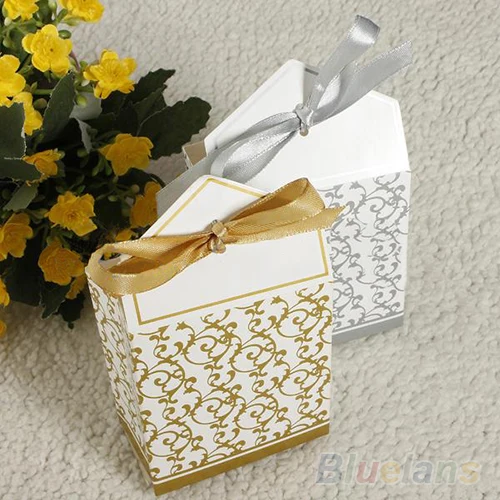 50 шт. оригинальная Золотая Серебряная лента подарок на свадьбу конфетная