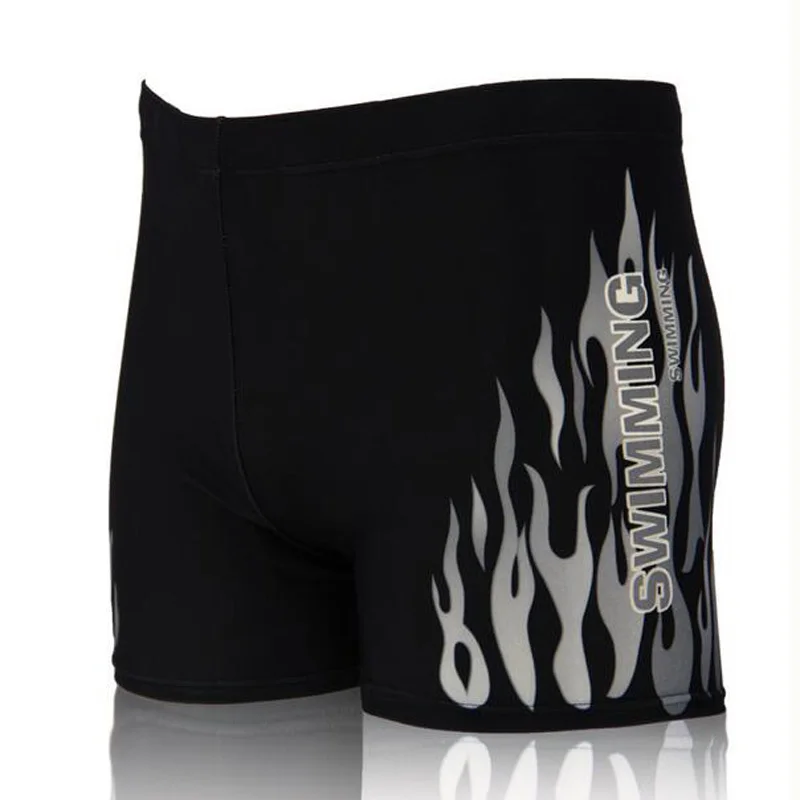 Black Gray Flame Men Swimwear Swimsuit Mens Swim Shorts Bathing Suit Swimming Pool Trunks Beach Briefs Flame Boxer Badpak maillot de bain homme - Цвет: Black Gray Flame