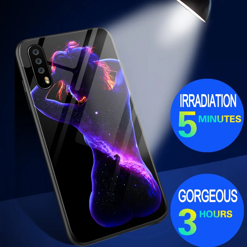 Чехол со светящимся стеклом для Huawei P20 Pro P9 P10 Plus сексуальный светящийся чехол