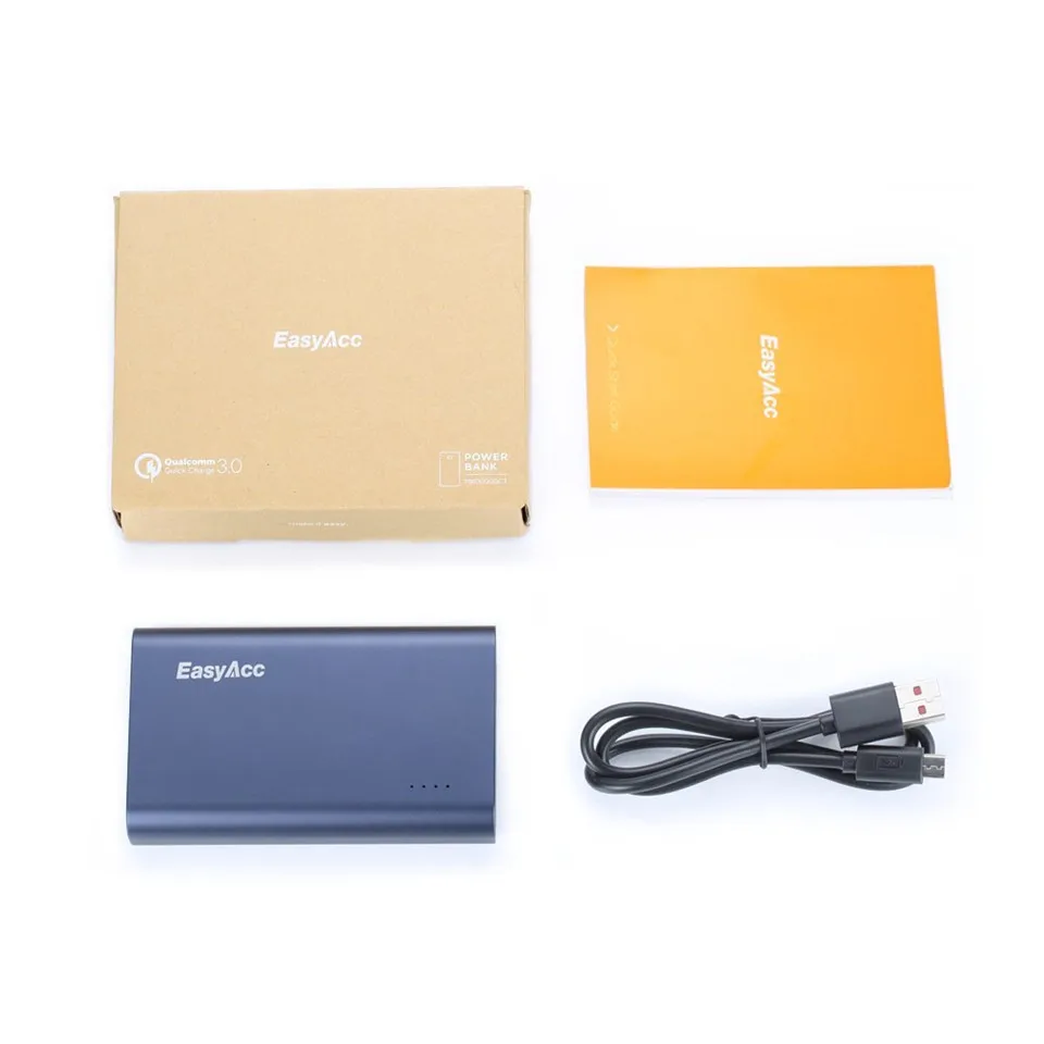 Портативный внешний аккумулятор Easyacc 10000 мАч 18650 QC3.0 быстрая зарядка два USB порта