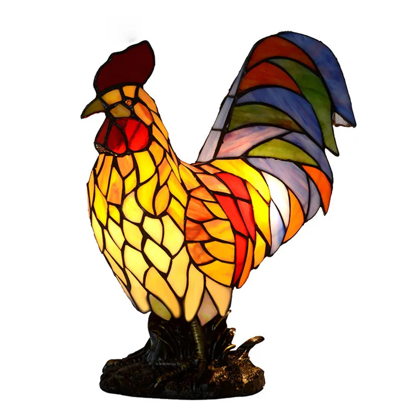 Настольная лампа из витражного стекла FUMAT креативная петушок домашний