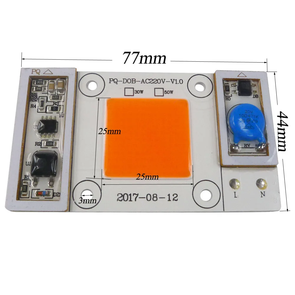 

5PCS AC 220V 50W COB LED White/380-840NM Full spectrum Smart IC For LED Flood Light Spotlight