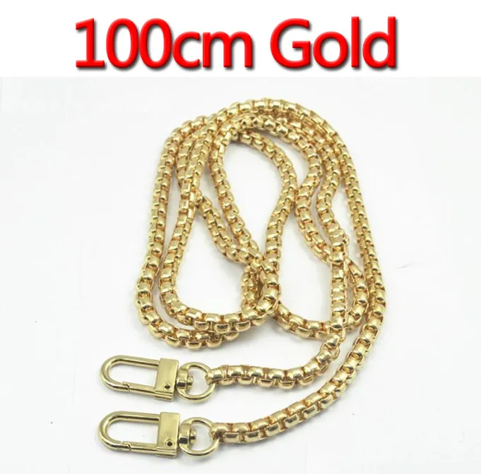 100cm Gold DIY 40-140 см золото, серебро, пистолет черный 5,5 мм металлическая сменная цепь лямки для сумки через плечо для маленьких сумочек, ручки кошелька - Цвет: 100cm Gold