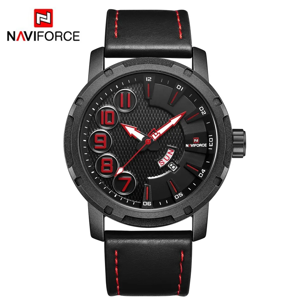 NAVIFORCE мужские часы модные спортивные дата неделя кварцевые кожа наручные 30 м