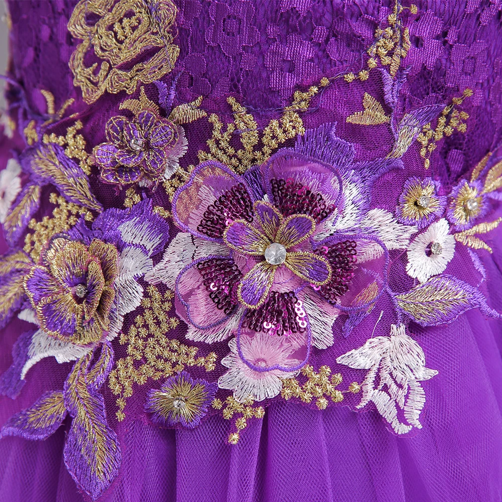 CAILENI Purple Children Prom Ball Gown 3-13 Years Girls Wedding Party Dress Fashion Flower Sleeveless Princess For | Детская одежда и
