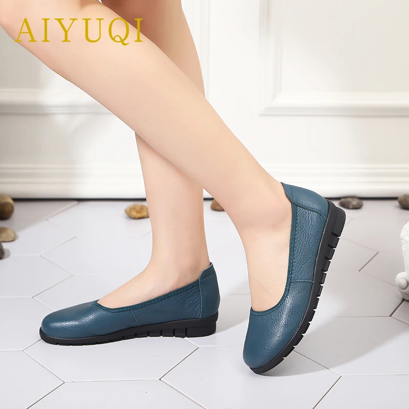 AIYUQI/Новинка; женская обувь на плоской подошве; коллекция года; сезон осень; женская повседневная обувь из натуральной кожи; удобная обувь для мам с мягкой подошвой