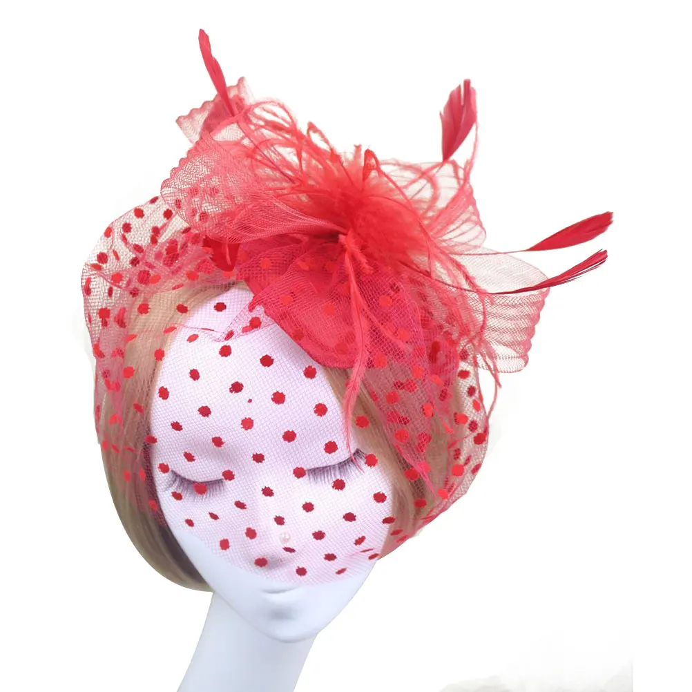 Ретро стиль клетка для птиц сетка свадебная фата перо головной убор заколка