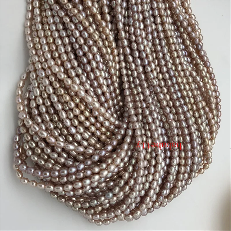 

NEW wholesale 2PCS New Fashion Simple Natural rice shape 4-5 mm AAA malachite green black Purple pearl loose beads DIY 15"