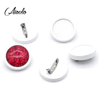 aiovlo 10pcslot diy brooch base brooch wooden cabochon and stainless steel safety pin use for brooch and hair jewelry making