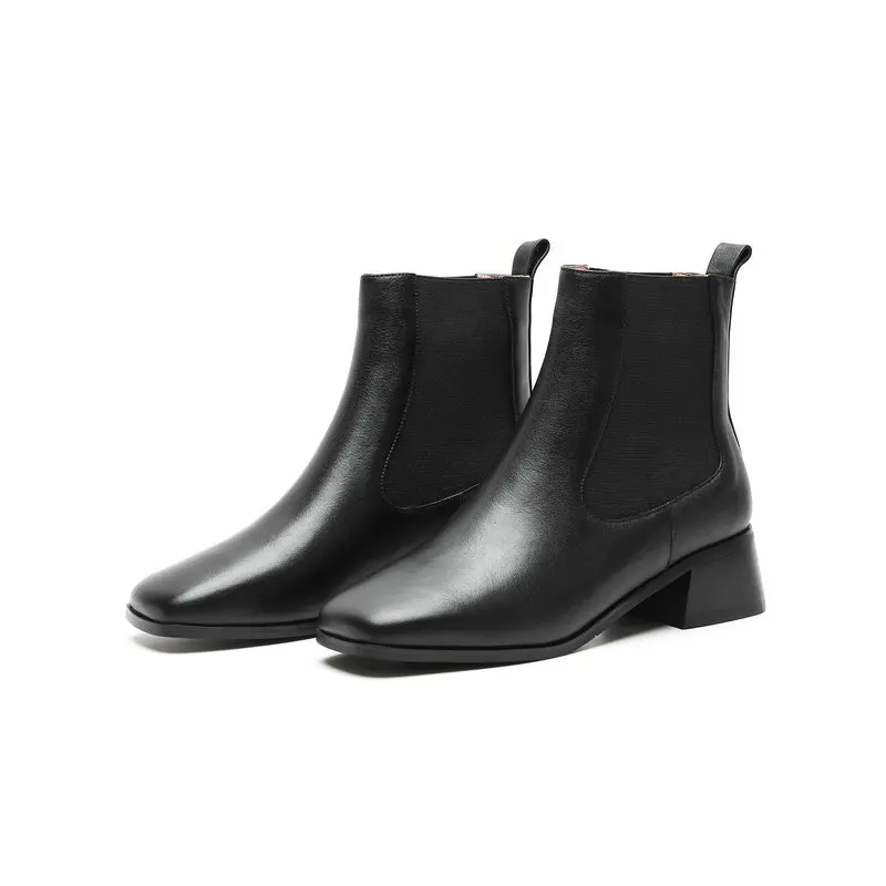 

TXCNMB Brand Autumn Ankle Boots Women Genuine Leather Chelsea Booties Ladies Shoes Round Toe Heels Botas Feminina Szie 40