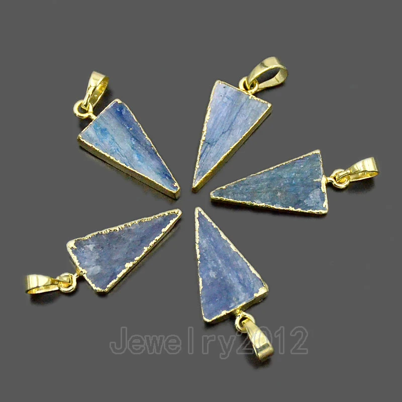 5 шт./лот натуральный синий кианит драгоценный камень кристалл точка Серебряный