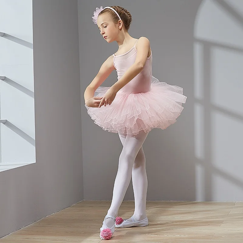 Lotus Pink Платье из чесаного хлопка; трико; балетное платье-пачка для девочек; детское Тюлевое платье для танцев и гимнастики; высокое качество - Цвет: Lotus Pink