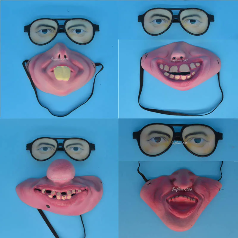 Man Boy Fun Clown Joke Glasses Horror Latex Mask Kids Adults Party Masks Up Props birthday Halloween Christmas Xmas | Дом и сад
