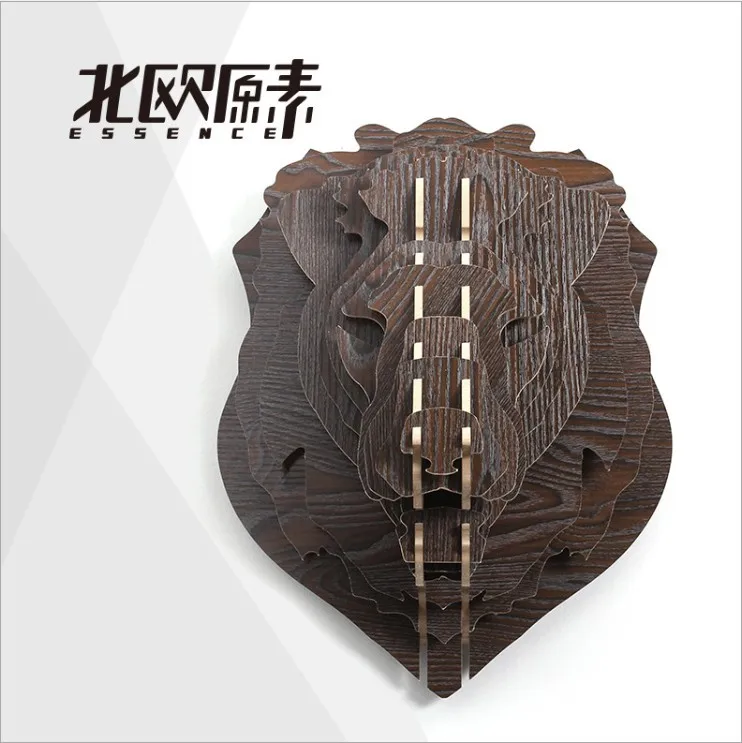 2016 НОВЫЙ творческий львиная голова гобелены 3D дерева Скандинавском стиле