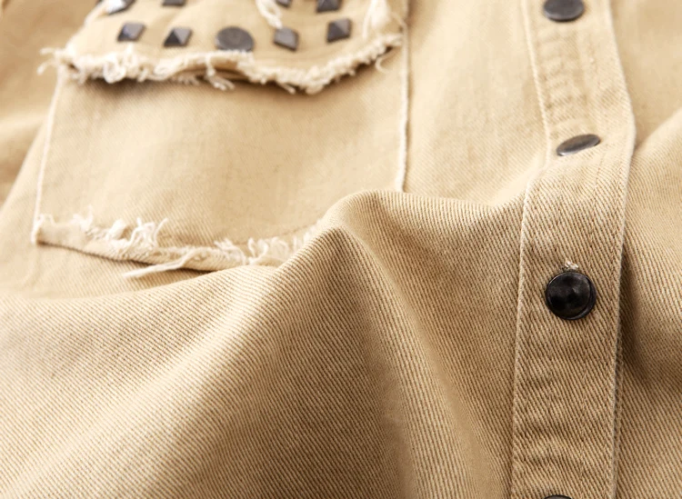 Chaquetas mujer Заклепки джинсовая куртка Свободная джинсовая куртка женская с длинным рукавом бомбардировщик куртка осень женская джинсовая пальто veste femme