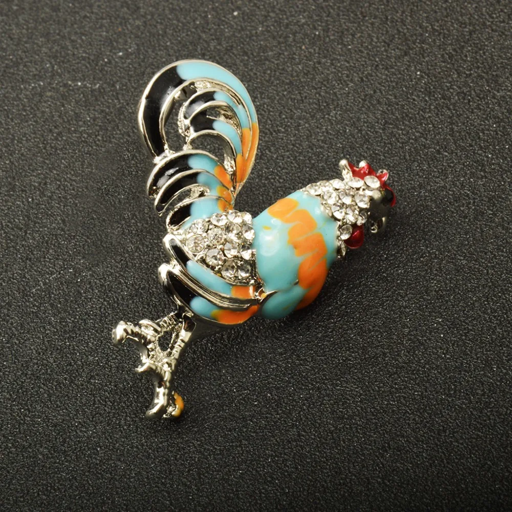 Высококачественная Красивая металлическая брошь CAIZI в виде петуха с кристаллами