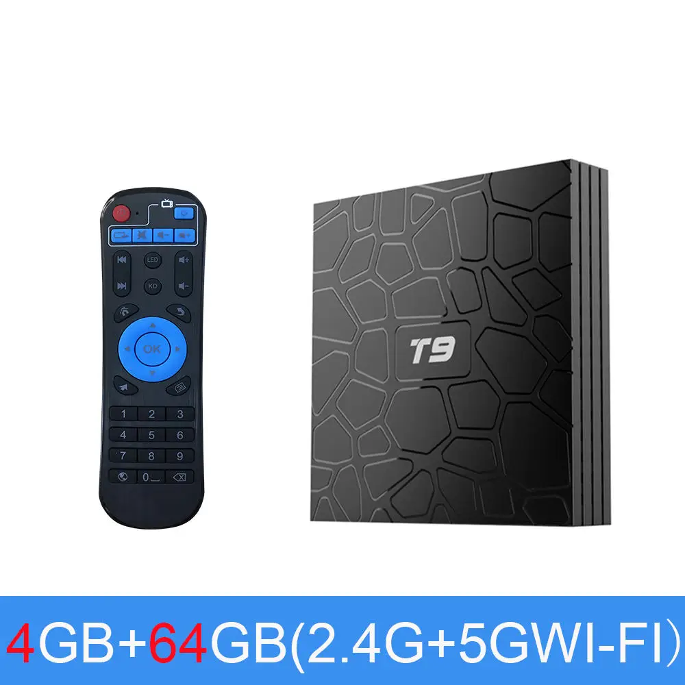T9 4 Гб 64 Гб RK3328/RK3318 четырехъядерный Смарт Android 9,0 ТВ приставка Bluetooth 4,0 H2.65 4K 2,4 ГГц/5 ГГц wifi приставка медиаплеер - Цвет: 4GB64GB