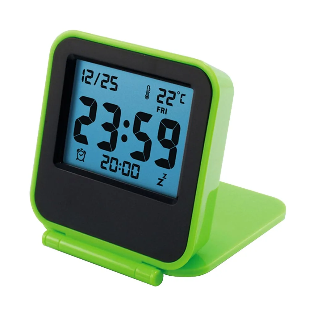 Clamshell Type Mini Snooze Temperature Portable Ultra Slim Date Practical Alarm Clock ABS Travel Digital Display Week Desktop |