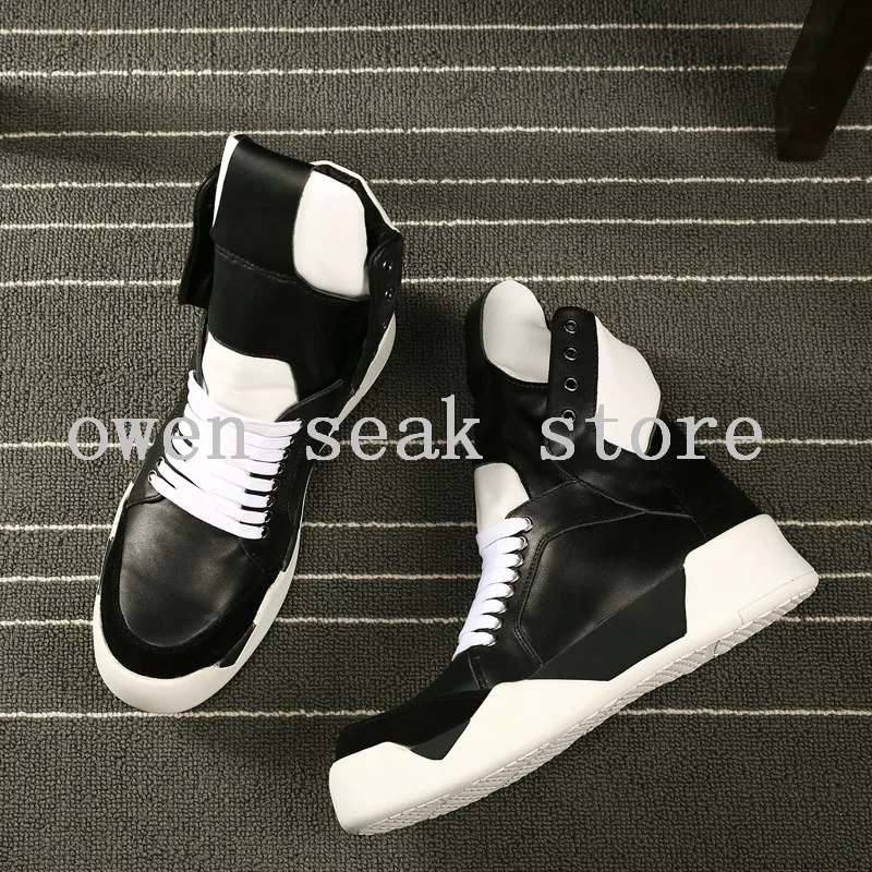 Мужские кроссовки из натуральной кожи на шнуровке плоской подошве|shoes high|shoes high