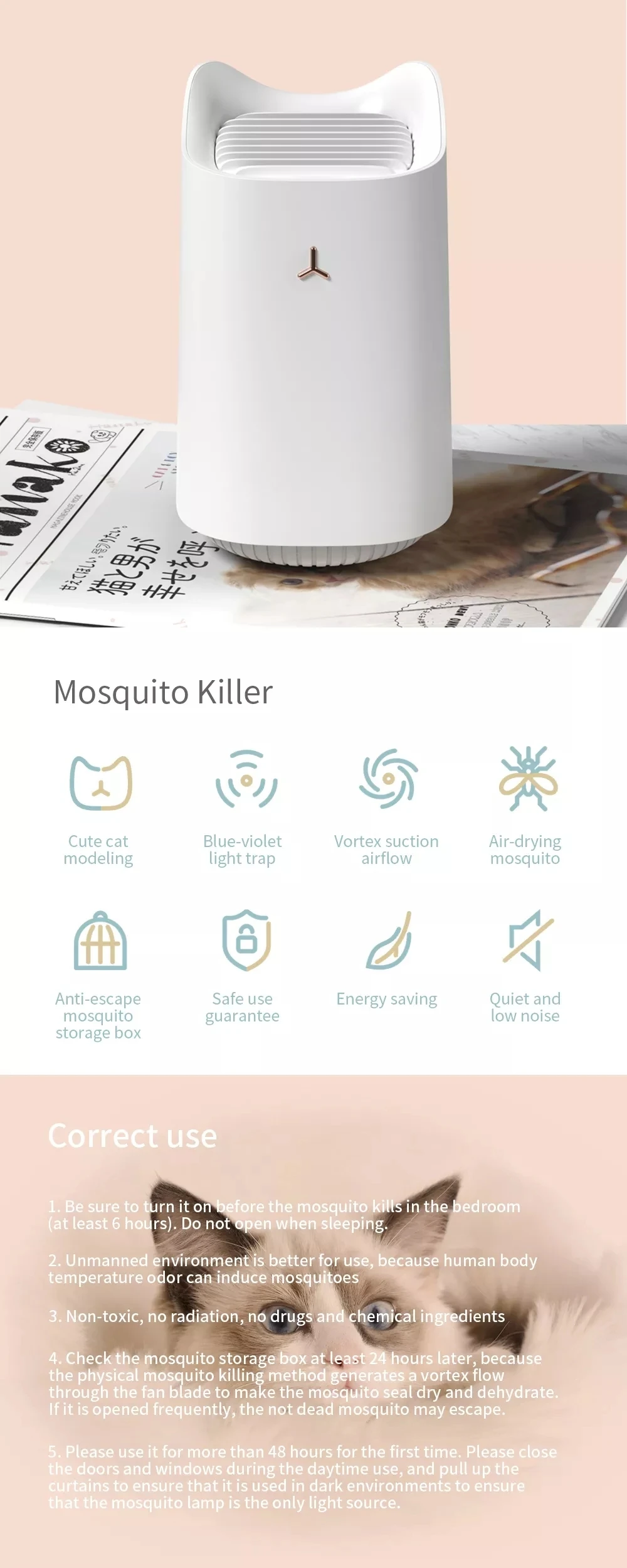Xiaomi Mijia 3 Life Mosquito Killer лампа Зарядное устройство USB сетка от москитов Светодиодная лампа ловушка лампа для наружного сада