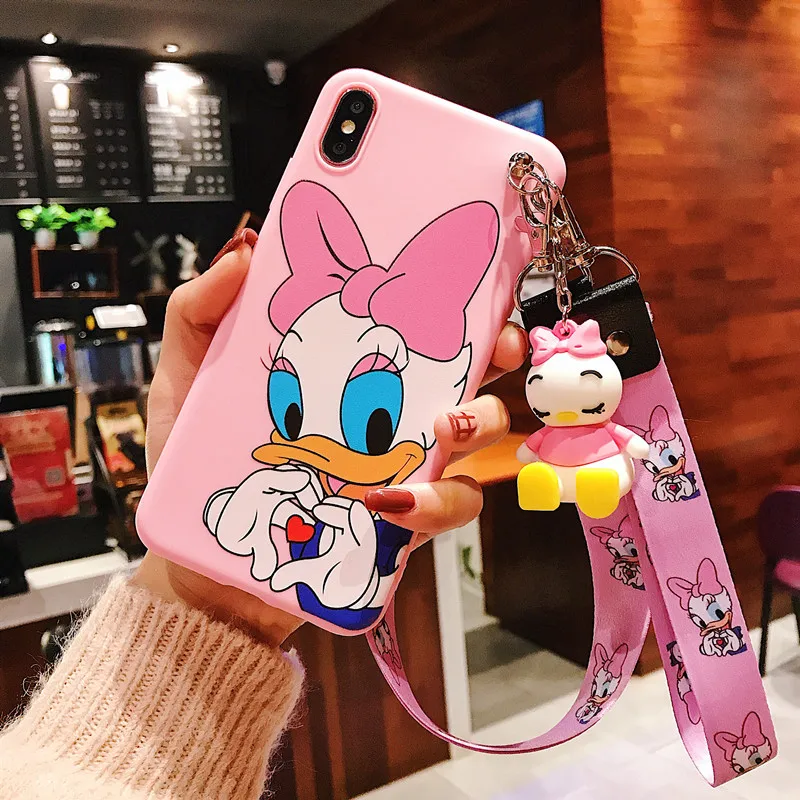 Lovely Cartoon Soft TPU Cute Phone Case With Stand Holder and Strap For iphone 6 6s 7 8 Plus X XR XS Max Gift Cover |