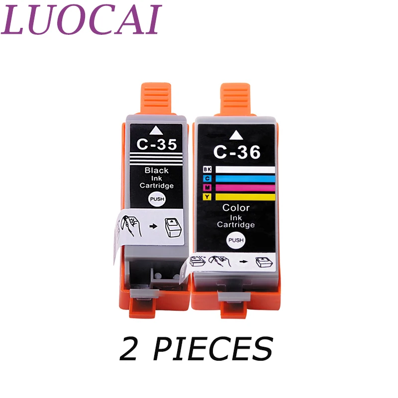 Чернильные картриджи LuoCai 2 шт. совместимы с Canon PGI-35 PGI35 CLI-36 PIXMA IP100B IP100