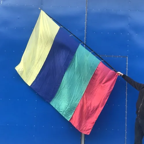 

Four Color Silk Production (2.1*1.4m) Stage Magic Tricks Multi-Color Flag Party Magic Show Gimmick Illusions Flag Appearing