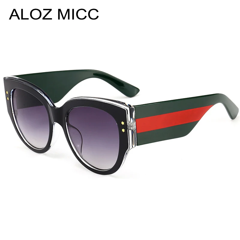 

Роскошные женские солнцезащитные очки с кристаллами ALOZ MICC, в стиле ретро, в цветную полоску, большой женский тренд 2018, брендовые дизайнерские очки Q481