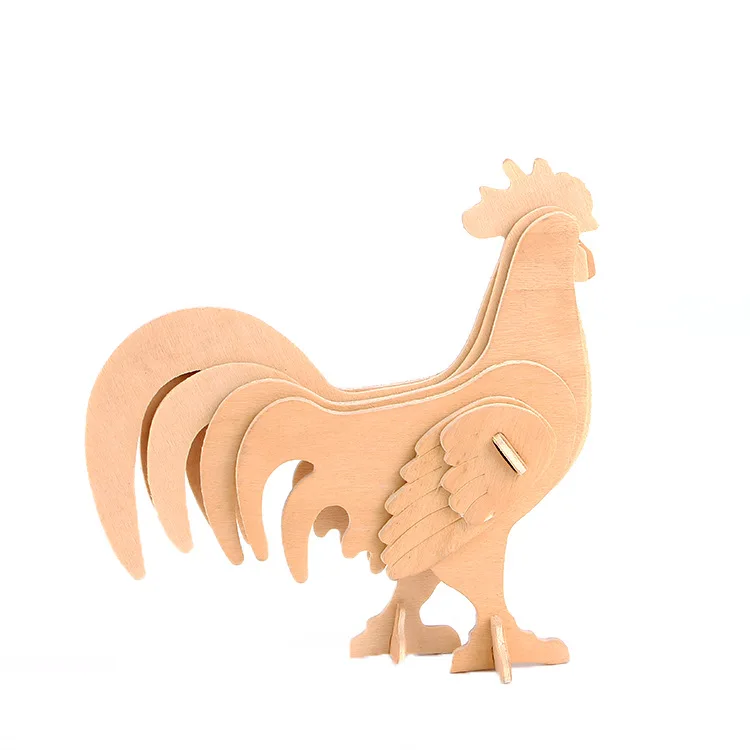 Chicken 18,5*22,8 см вырезанный лазером по дереву стерео моделирование головоломки фигурка льва малыша животных головоломки - Цвет: Chicken