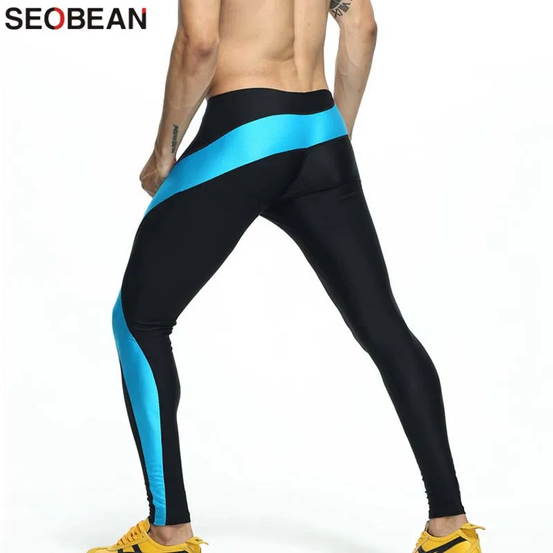 Мужские компрессионные брюки Seobean леггинсы из лайкры с низкой талией эластичные