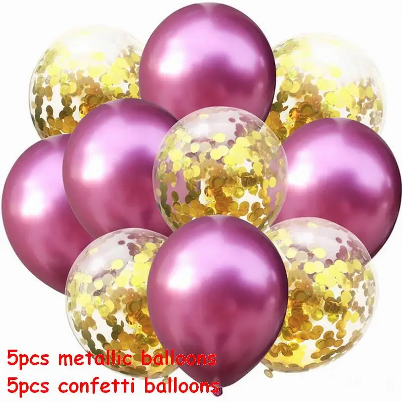 metallic set 3 10 шт 10 дюймов металлические цвета латексные воздушные шары с конфетти надувной шар для дня рождения свадьбы - Цвет: metallic set 3