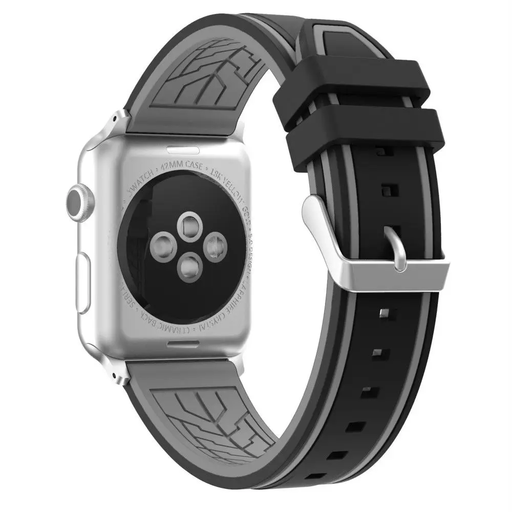 Двухцветная Мягкая силиконовая лента для Apple Watch Series 4 3 2 1 ремешок часов 42 мм 38