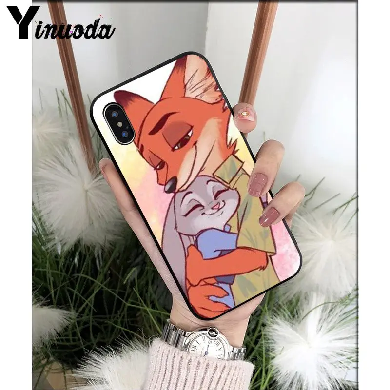 Yinuoda Zootopia Lover fox rabbit DIY раскрашенный красивый чехол для телефона для iPhone X XS MAX 6 6s 7 7plus 8 8Plus 5 5S SE XR
